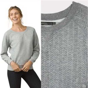 prAna Heather Grey Quilted Silverspring Pullover Sweatshirt Women Small w/Pocket